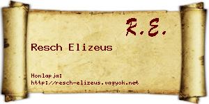 Resch Elizeus névjegykártya